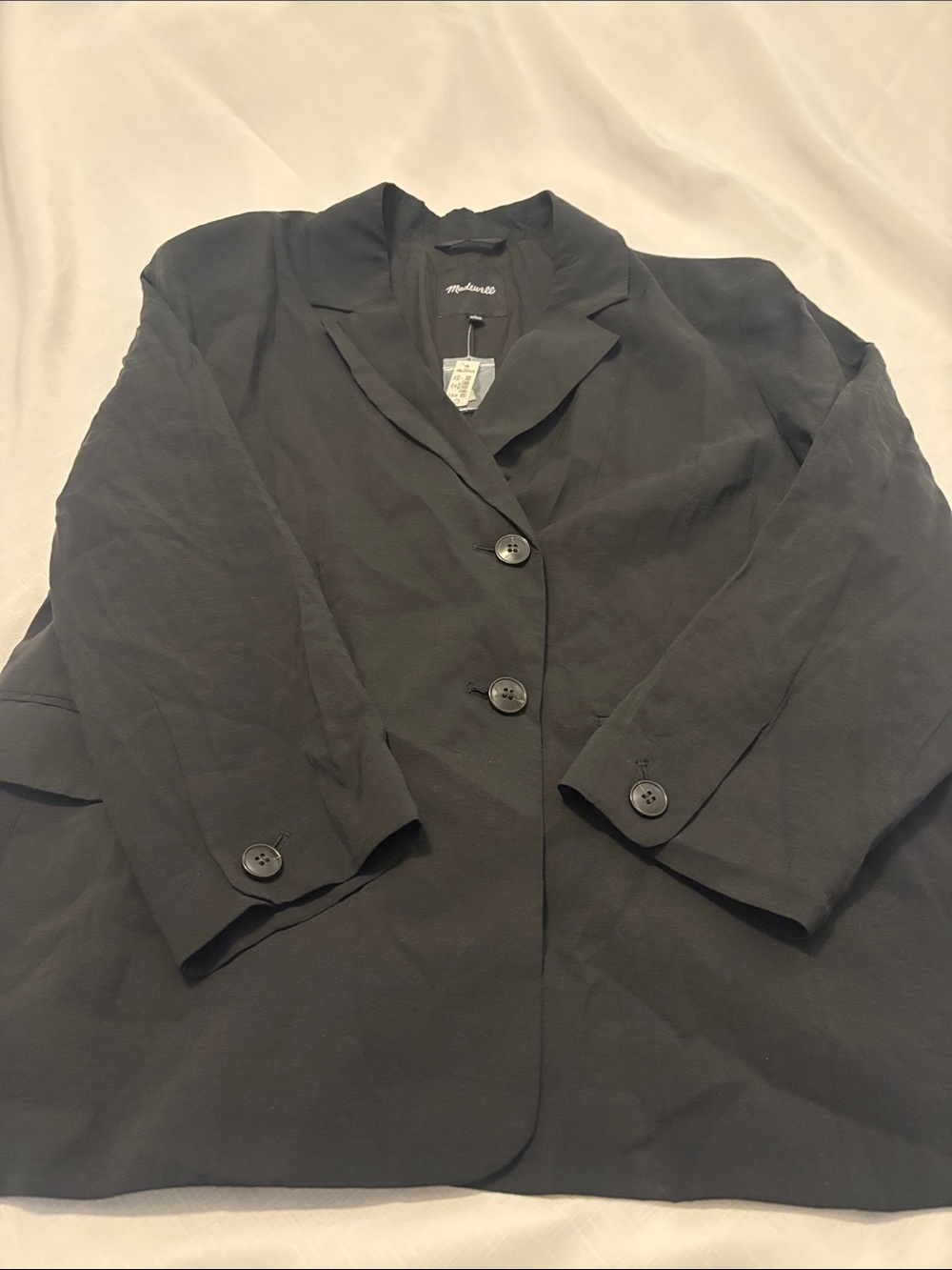 Madewell Black Relaxed Blazer SZ L relaxed fit drop shoulders two-button NWT - Picture 11 of 13